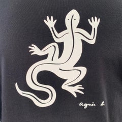 AGNÈS B. Size M Black White Cotton Lizard Short Sleeve T-shirt