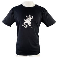 AGNÈS B. Size M Black White Cotton Lizard Short Sleeve T-shirt