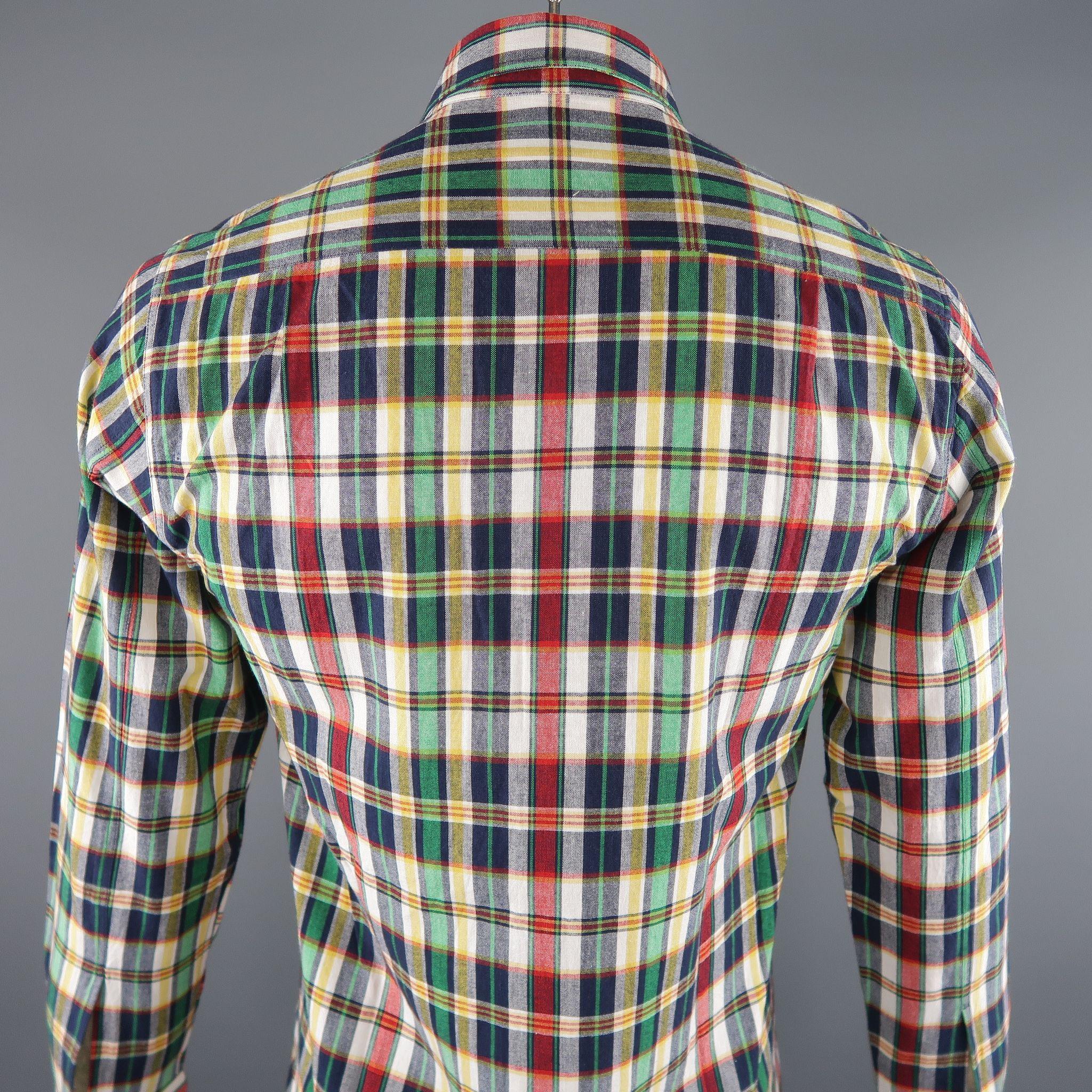 AGNES B. Size S Multi-Color Plaid Cotton Button Up Long Sleeve Shirt 1