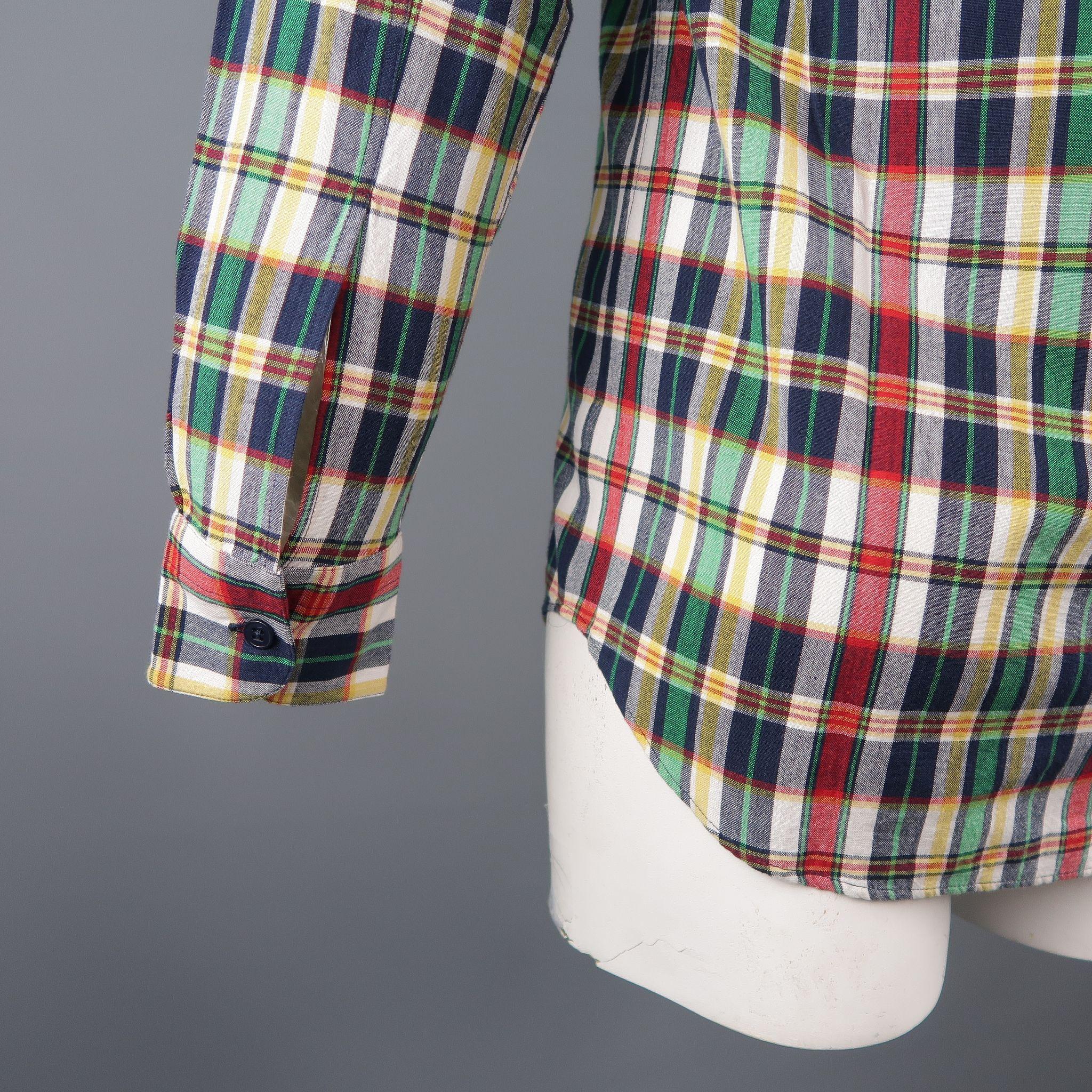 AGNES B. Size S Multi-Color Plaid Cotton Button Up Long Sleeve Shirt 2