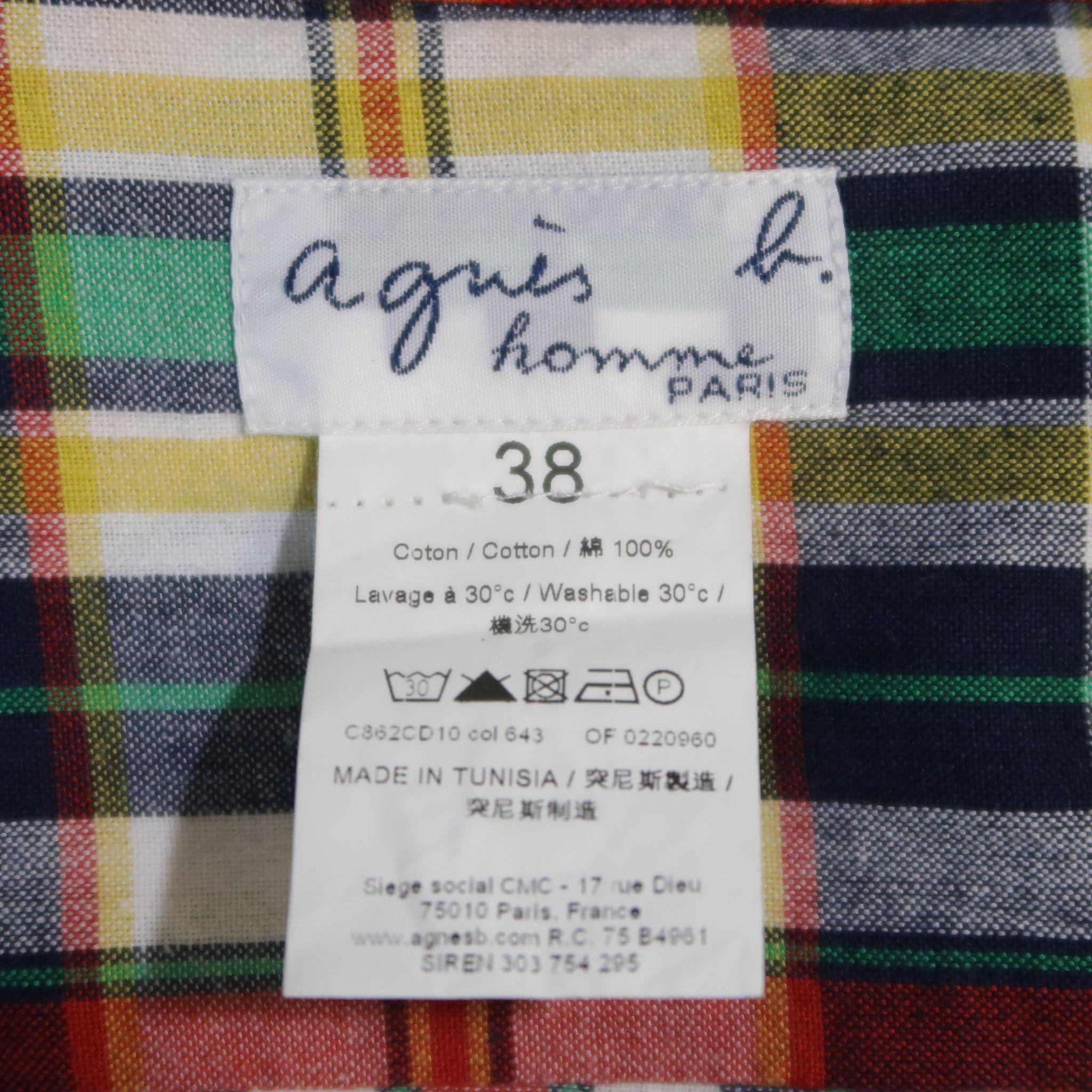 AGNES B. Size S Multi-Color Plaid Cotton Button Up Long Sleeve Shirt 3