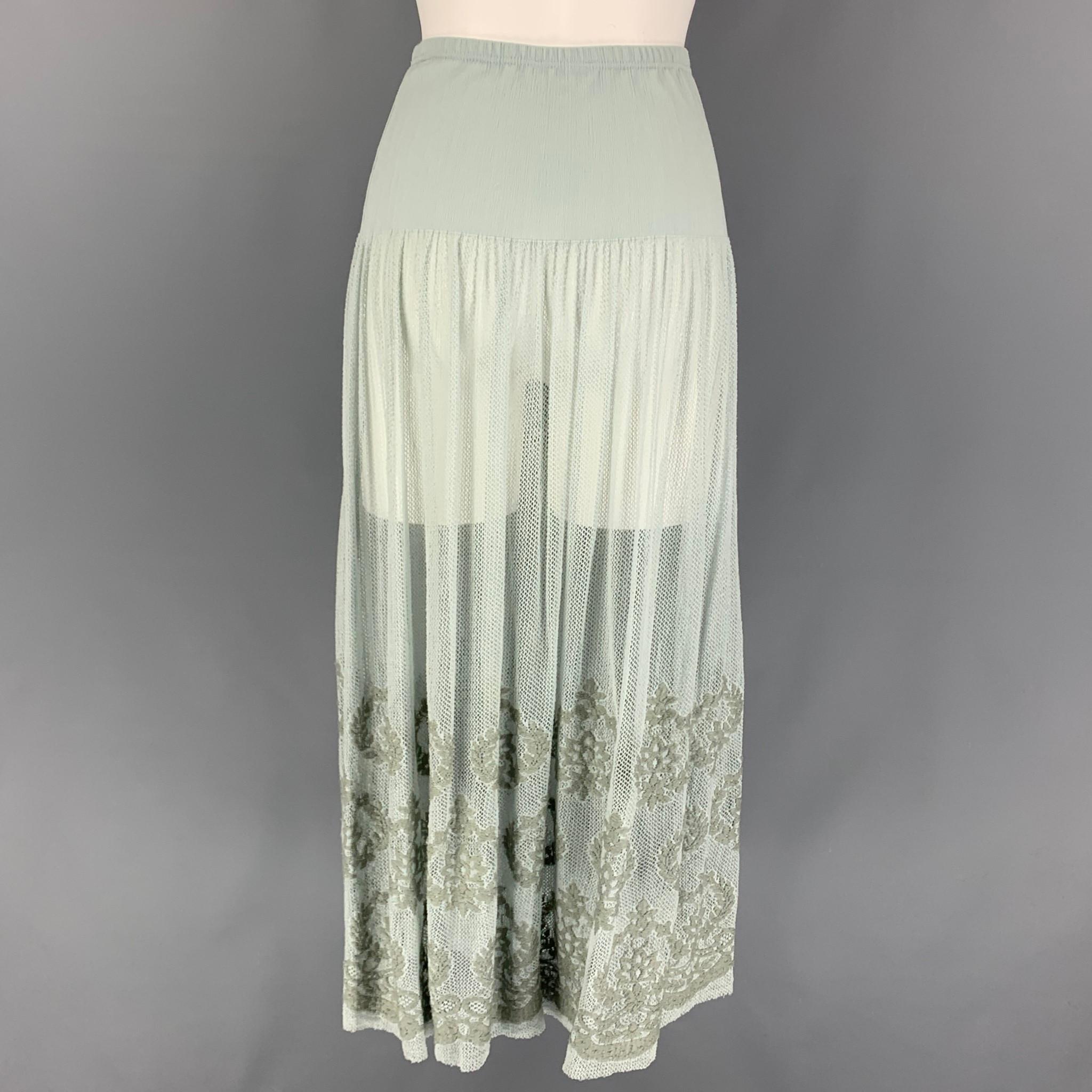 AGNÈS B. Size S Sea Foam Polyamide Blend Embroidered Skirt In Good Condition In San Francisco, CA