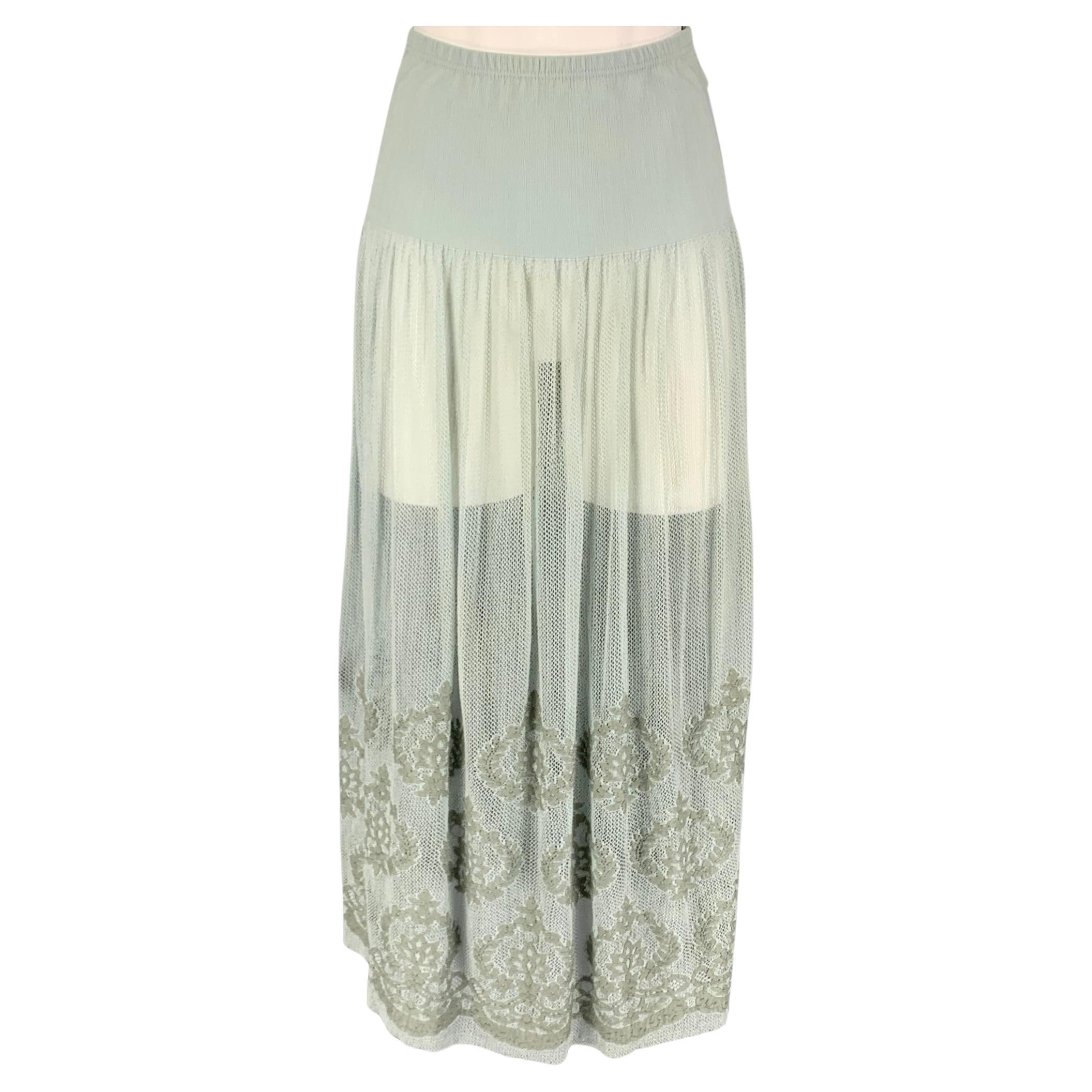 AGNÈS B. Size S Sea Foam Polyamide Blend Embroidered Skirt