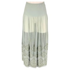 AGNÈS B. Size S Sea Foam Polyamide Blend Embroidered Skirt