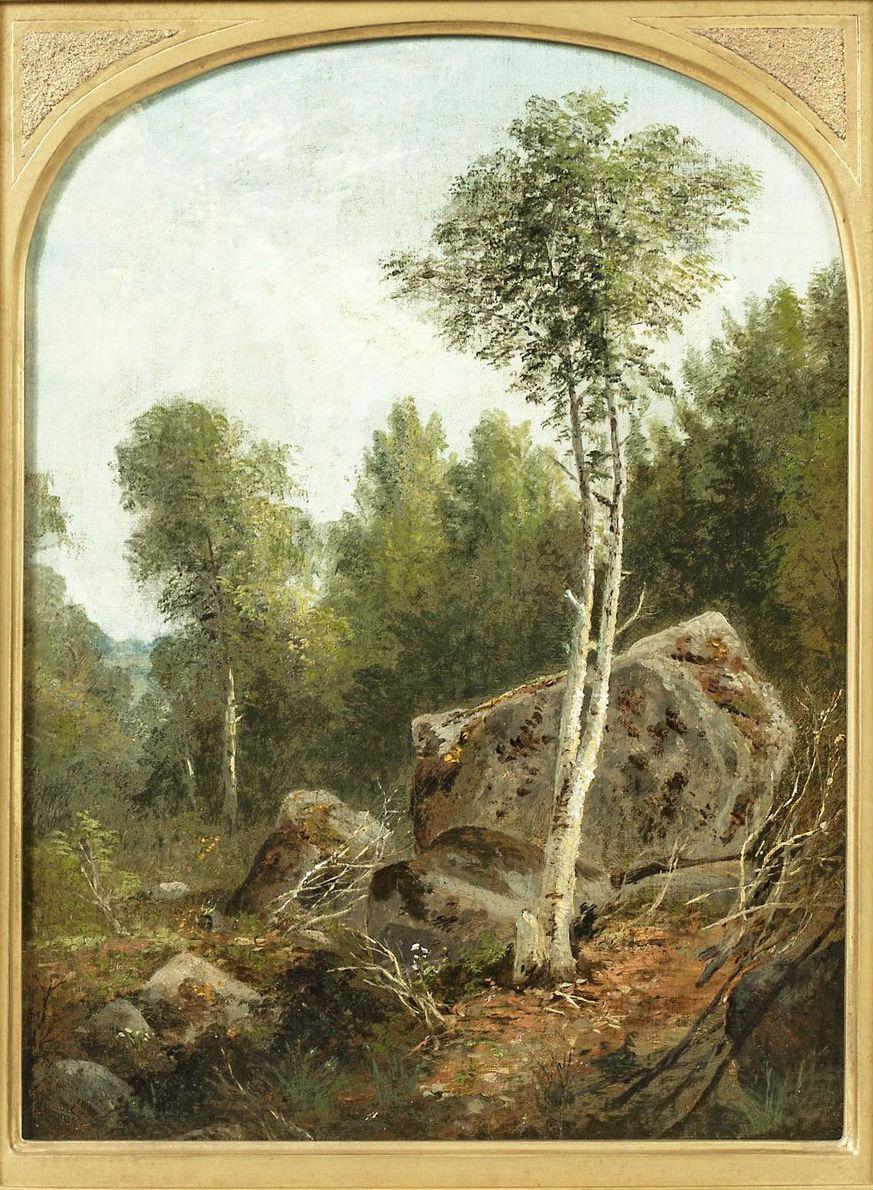 Landscape with White Birch by Agnes Bartlett Brown (American, 1847-1932) For Sale 1