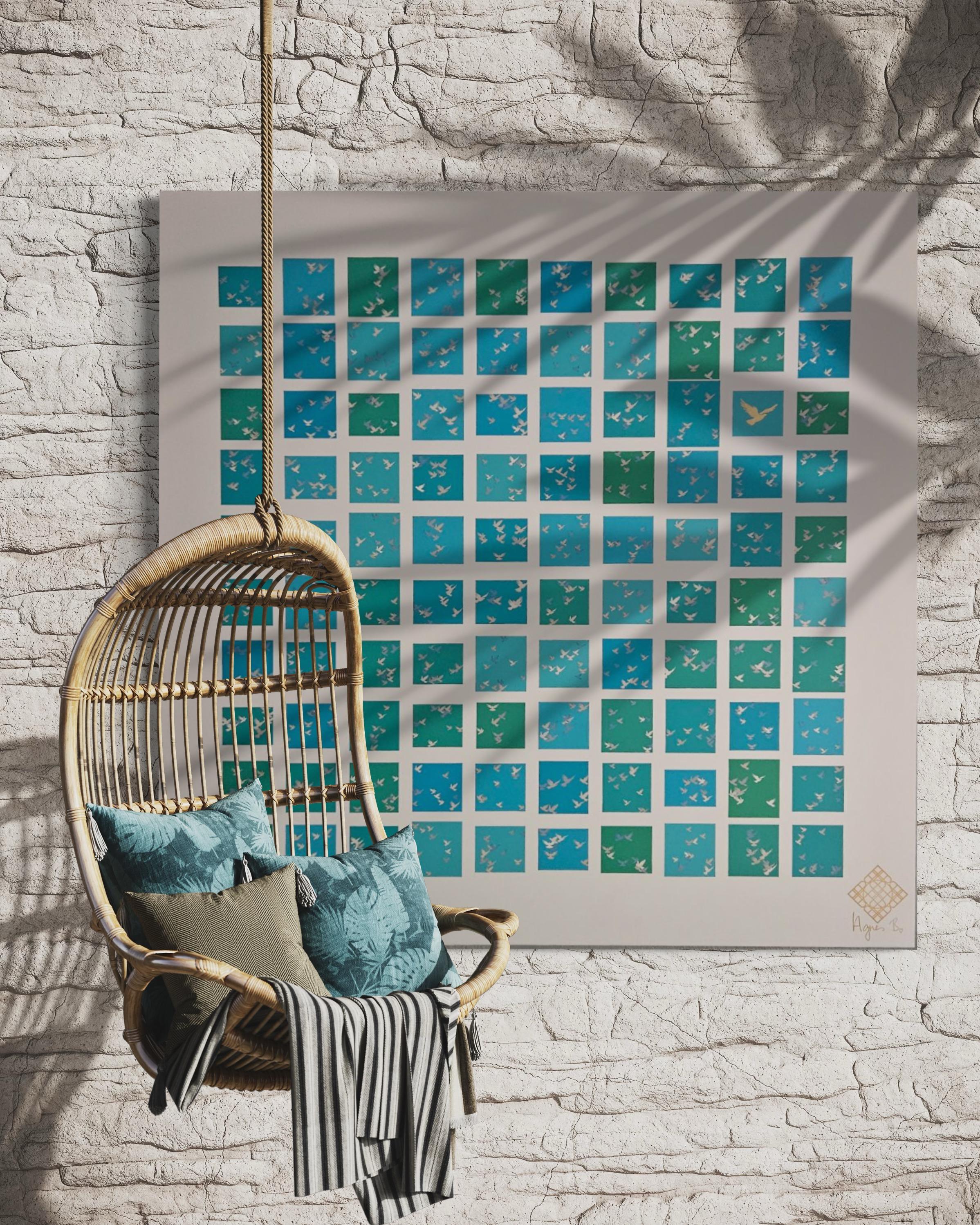 1000 Uccelli - Mixed Media Art Astrattismo geometrico di Agnes Beleznay