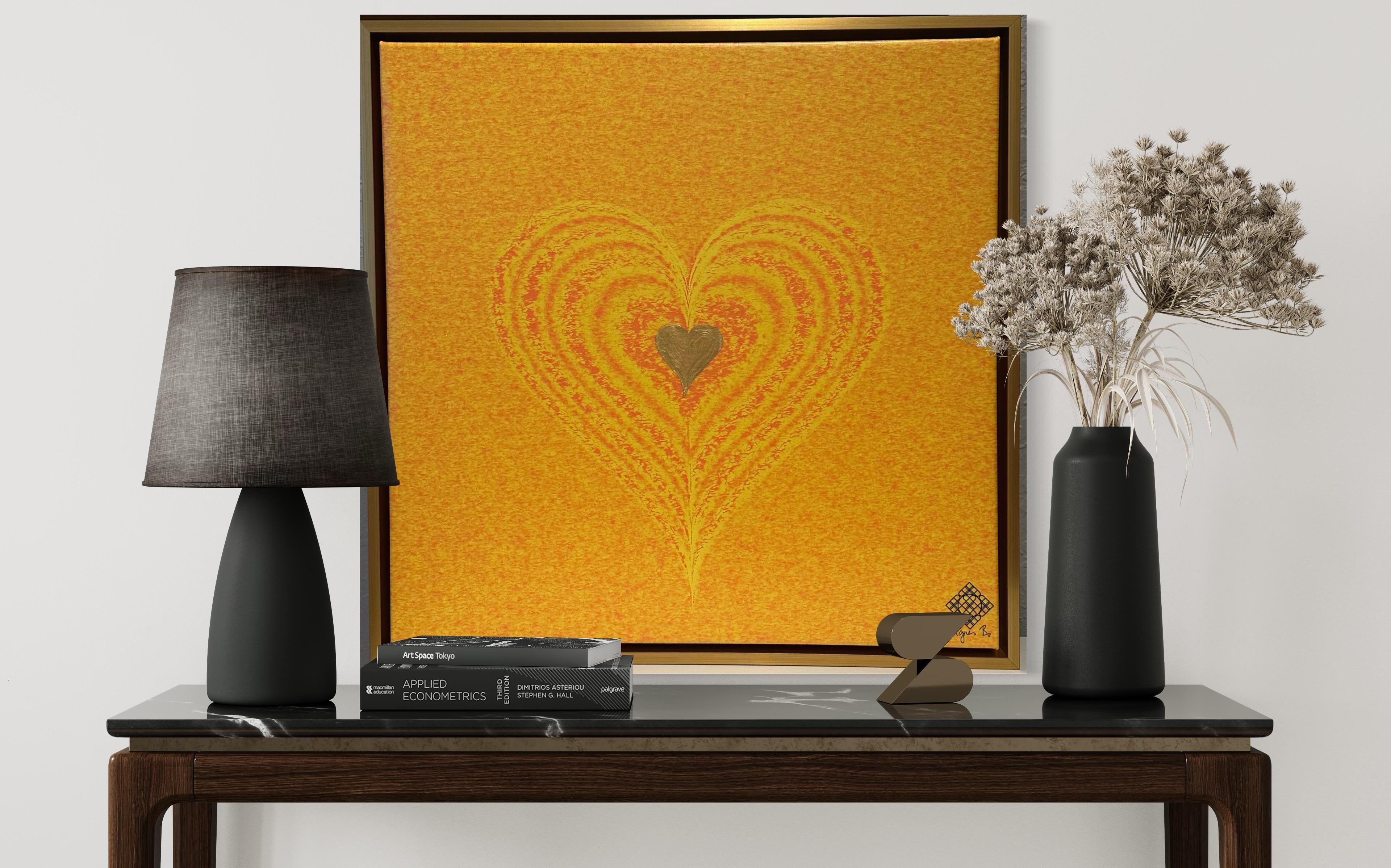 Mango Heart - Gold Abstract Painting by Agnes Beleznay