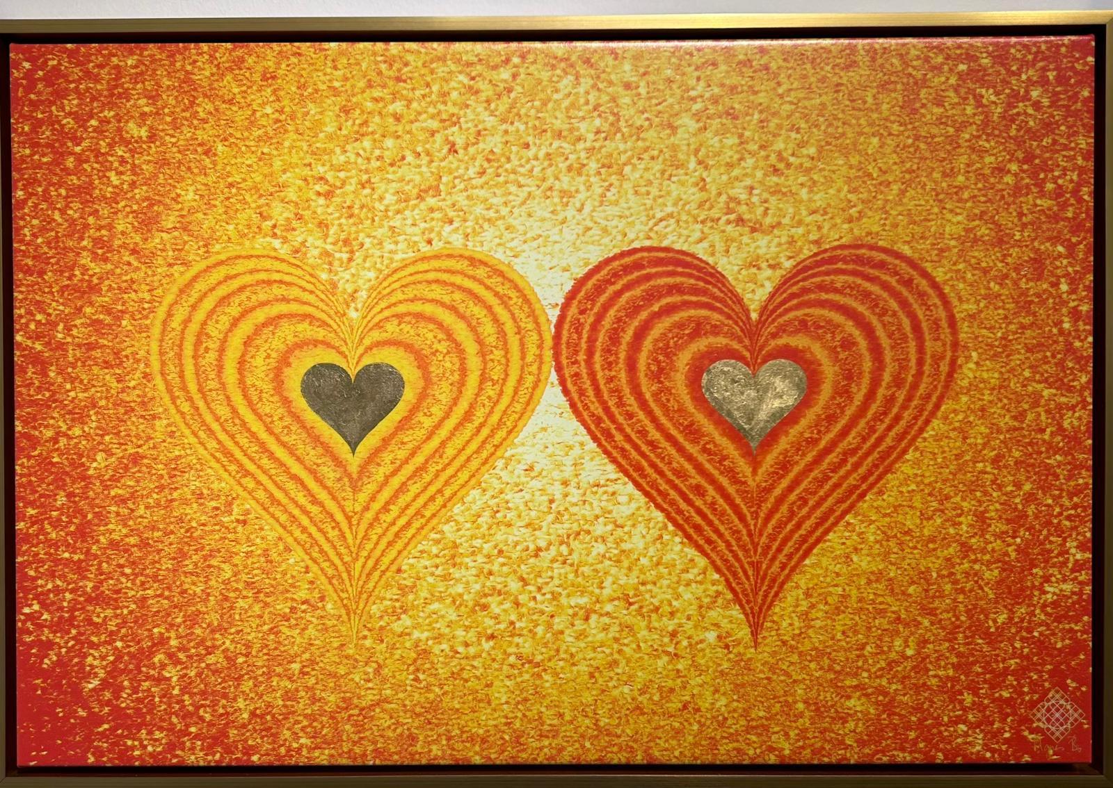 Two Hearts - Mixed Media Art by Agnes Beleznay