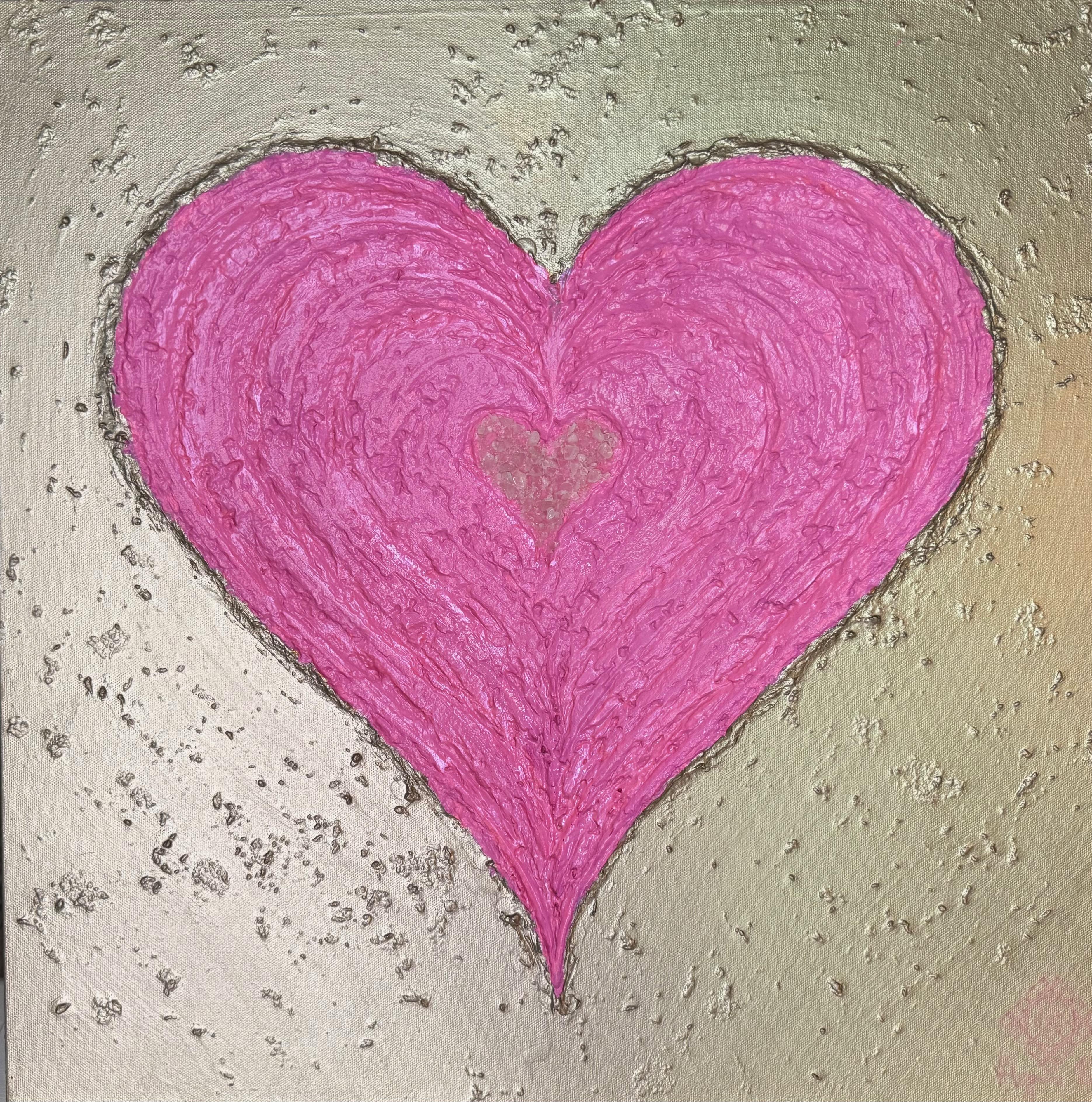 Four Hearts Rose Quartz Heart