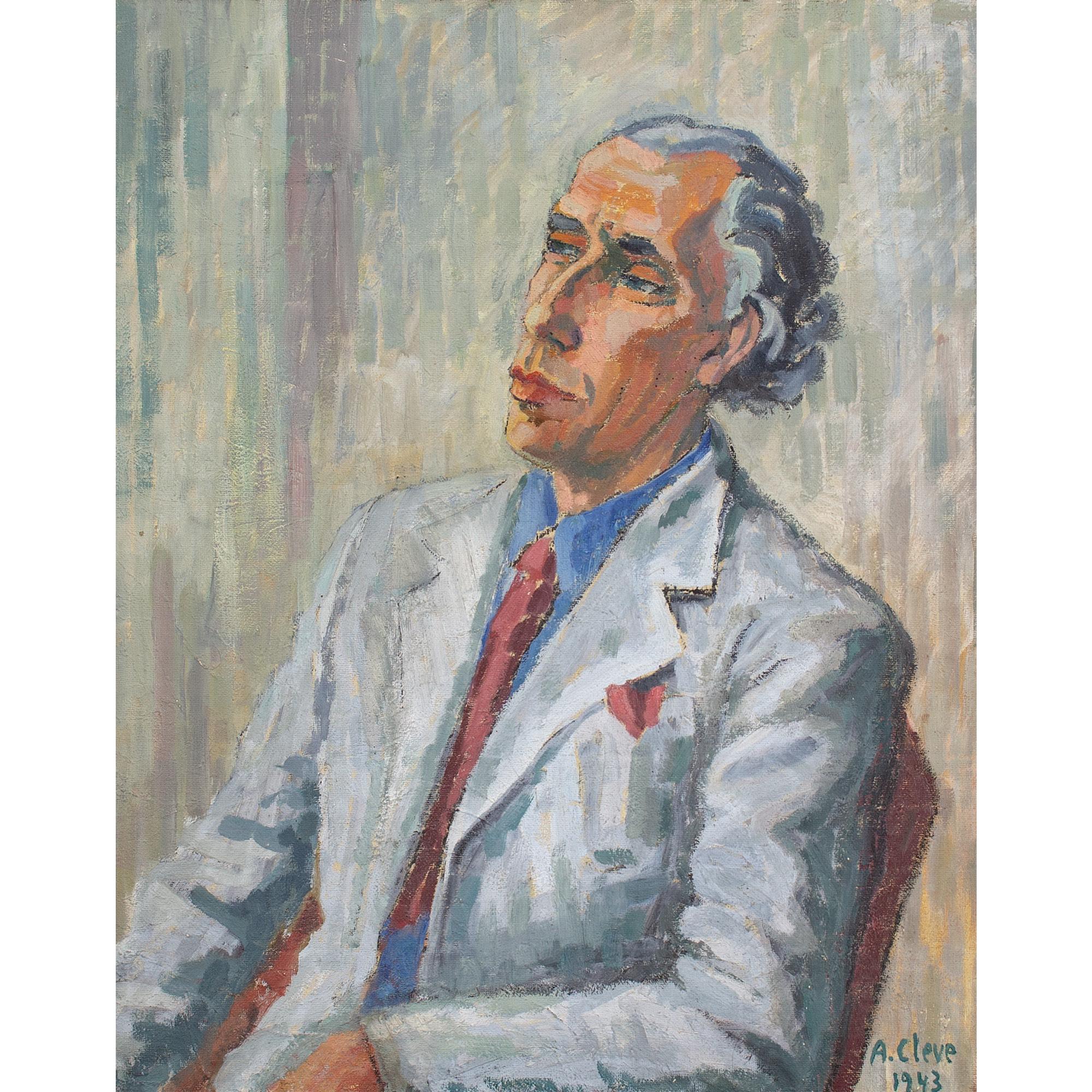 Agnes Cleve, Portrait de Jan Bolinder, peinture à l'huile en vente 1