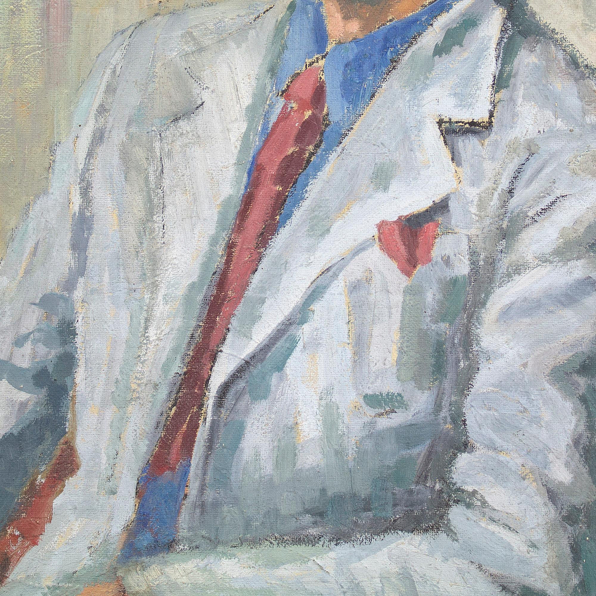 Agnes Cleve, Portrait de Jan Bolinder, peinture à l'huile en vente 3