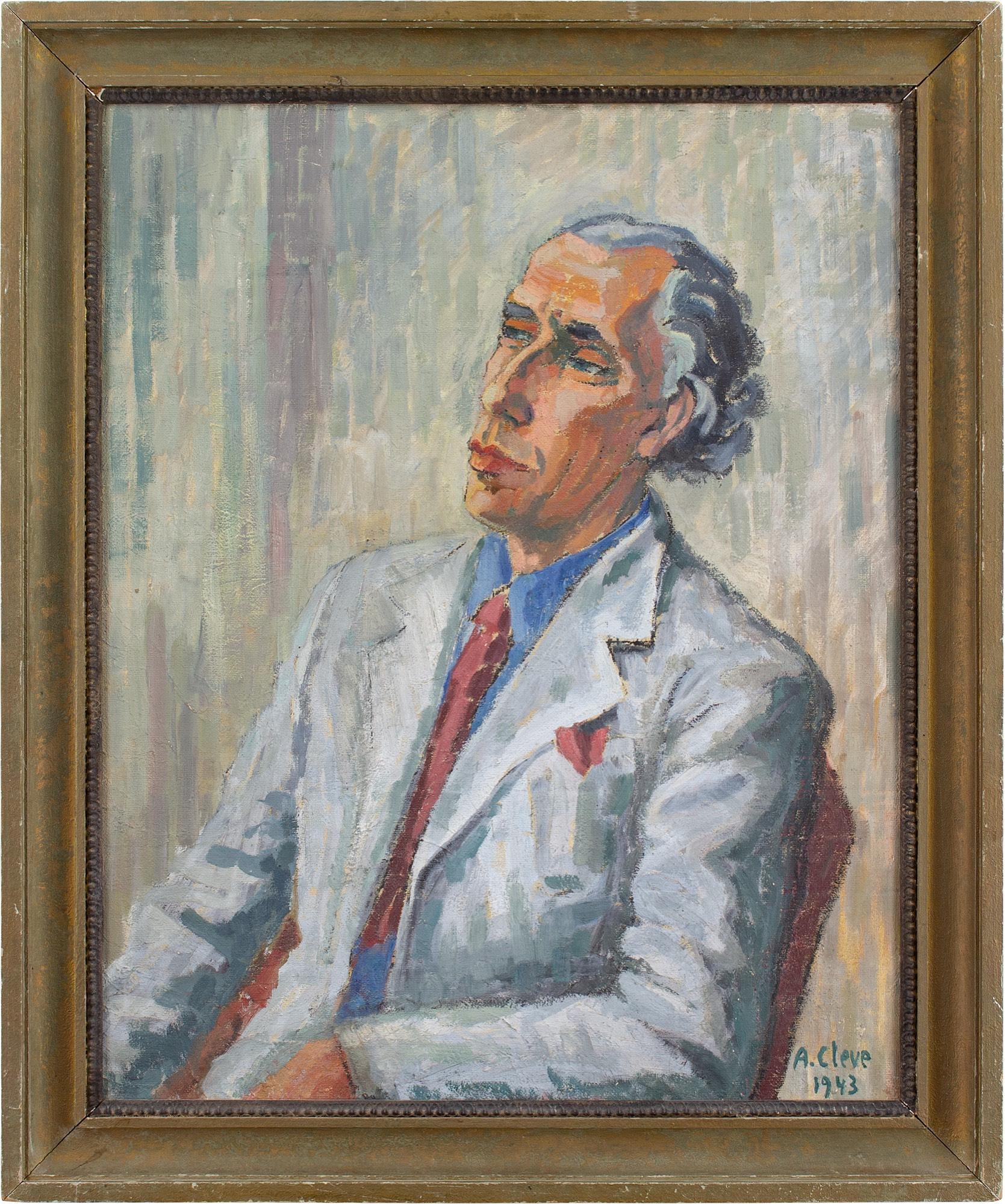 This majestic portrait by Swedish artist Agnes Cleve (1876-1951) depicts Jan Bolinder wearing a blue shirt, grey jacket and red tie. He’s chiselled and exudes confidence.

Cleve was a fascinating artist and one of Sweden’s first modernists. Together