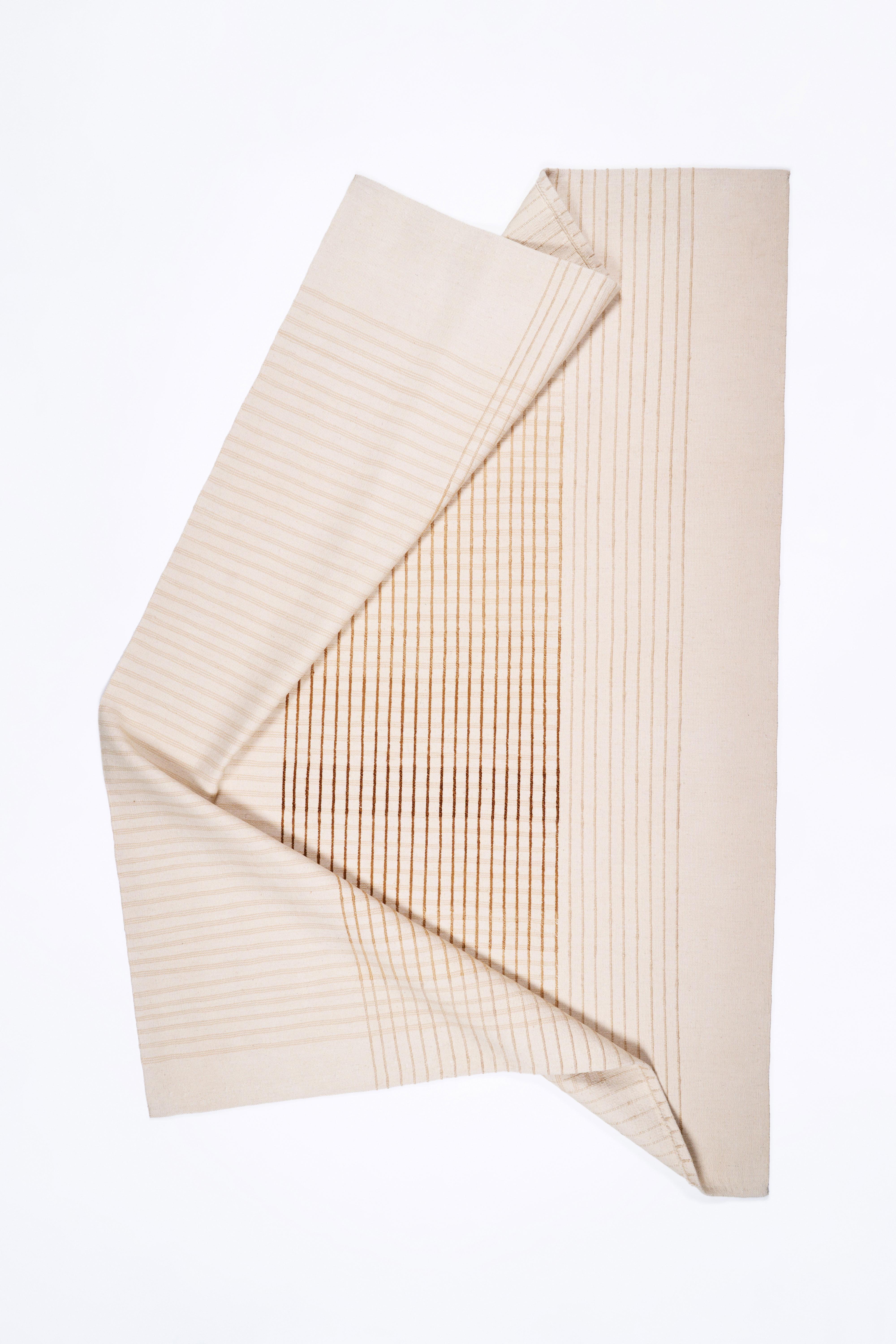 Hand-Woven Agnes Contemporary Area Rug Handwoven Ivory and Beige size Large in stock For Sale