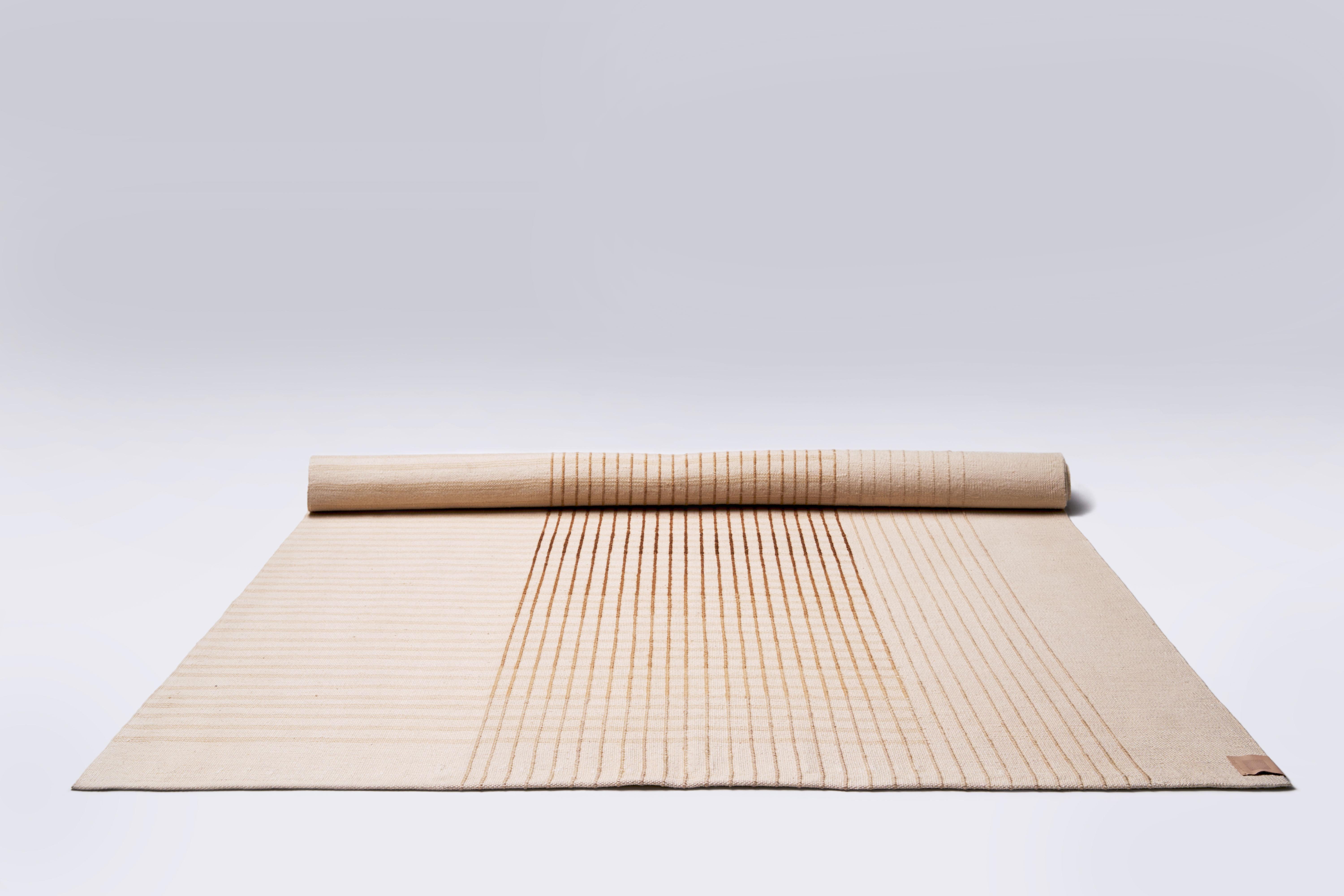 Agnes Contemporary Area Rug Handwoven Ivory and Beige size Large in stock For Sale 1