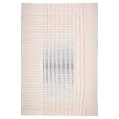 Tappeto AM Contemporary tessuto a mano avorio e blu di grandi dimensioni