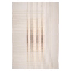 Agnes Contemporary Area Rug Handwoven Wool Kilim in Ivory and Beige size Medium