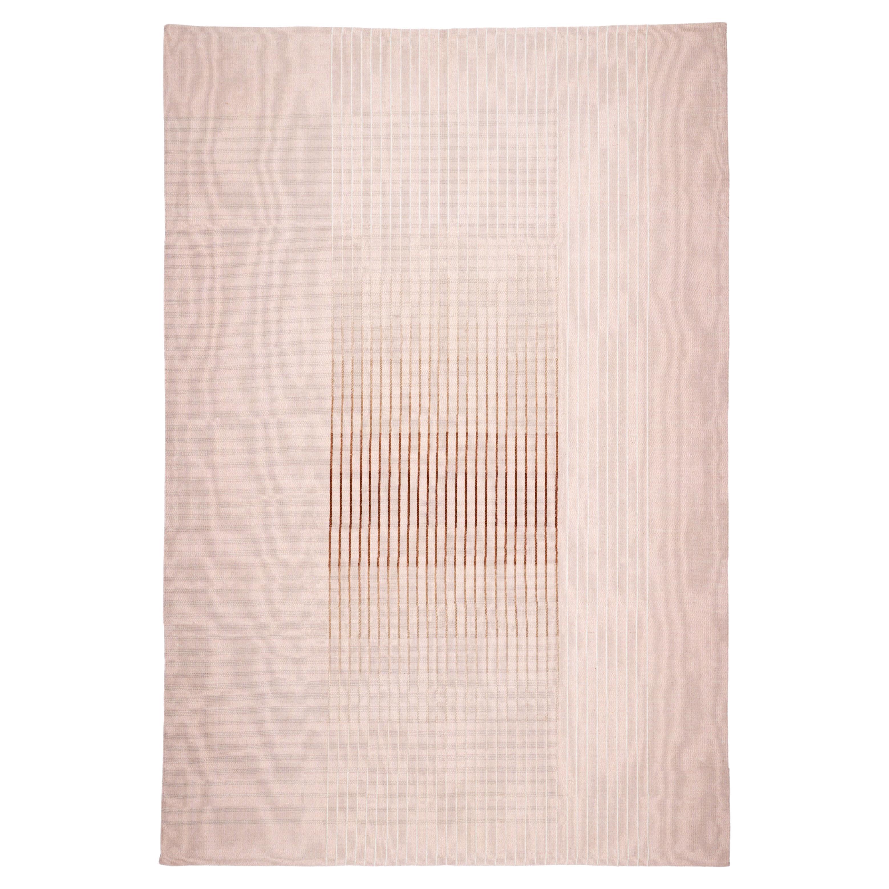 Agnes Contemporary Area Rug Handwoven Wool Kilim in Pink size Medium For Sale