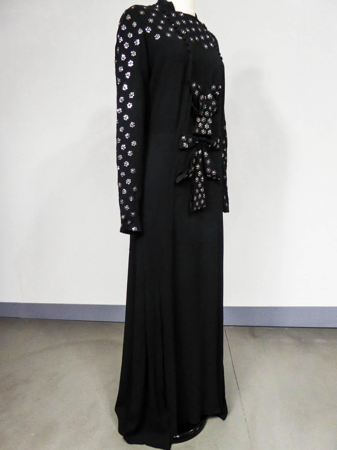 Black Agnès Drecoll Haute Couture Evening Dress Circa 1932 France