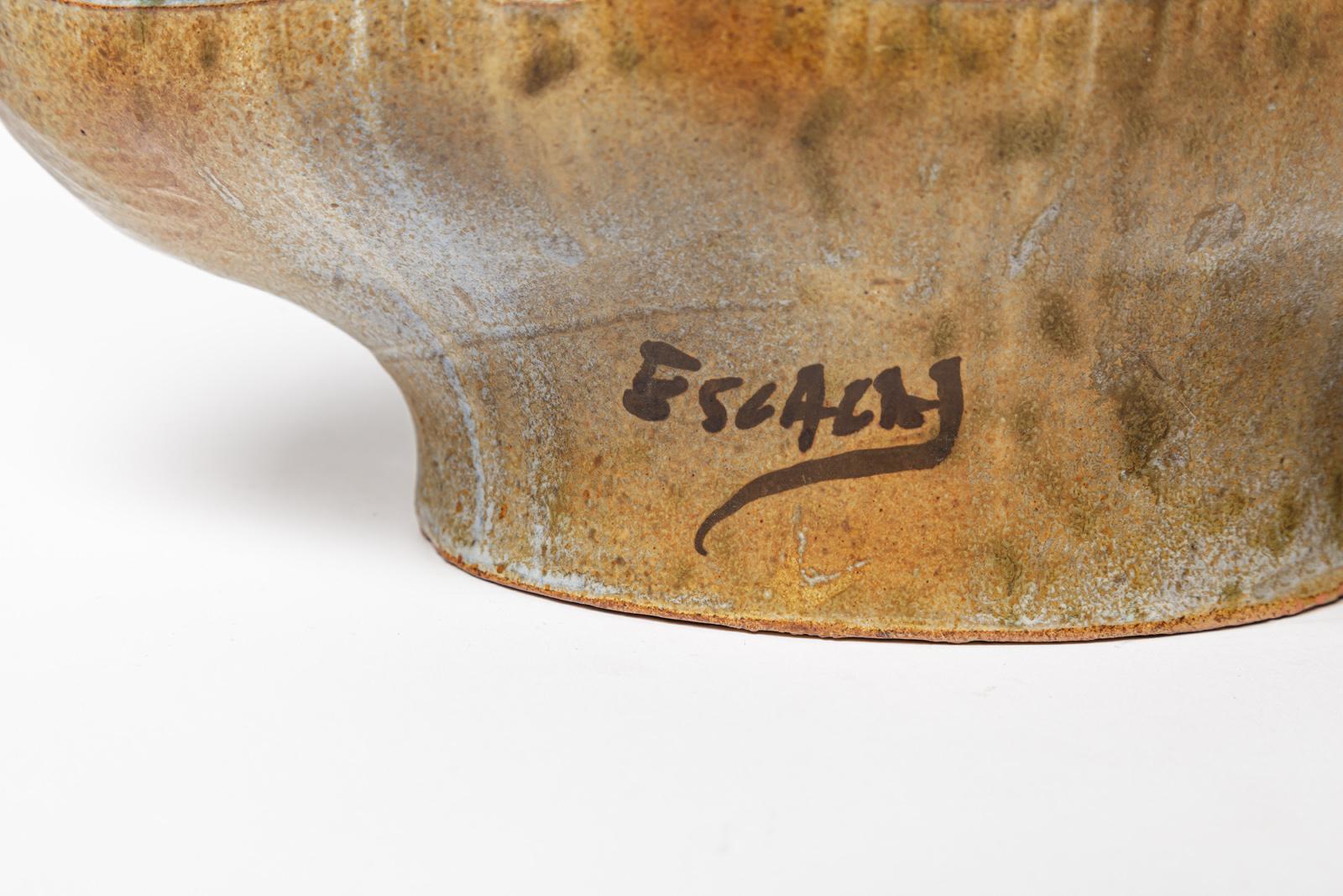 Agnes Escala gran lámpara de sobremesa escultórica de cerámica coloreada circa 1960 siglo XX Francés en venta