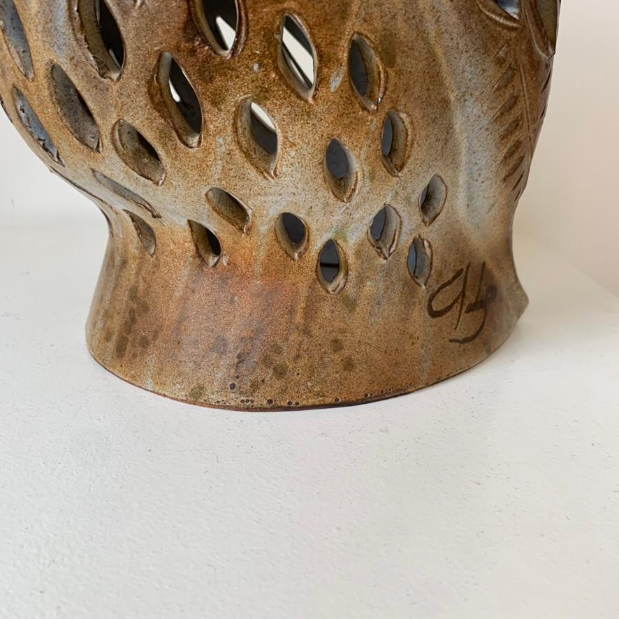 Agnes Escala Lámpara grande de cerámica con forma de búho firmada, hacia 1970, Francia en venta 7