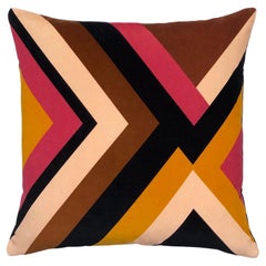 Agnes Geometric Ochre Velvet Cushion