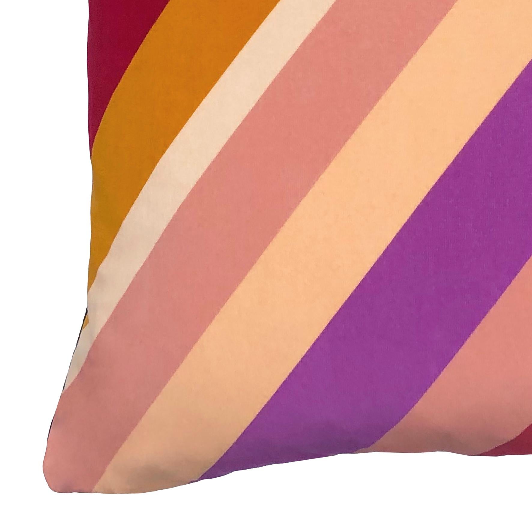 Mid-Century Modern Agnes Geometric Pink Velvet Cushion For Sale