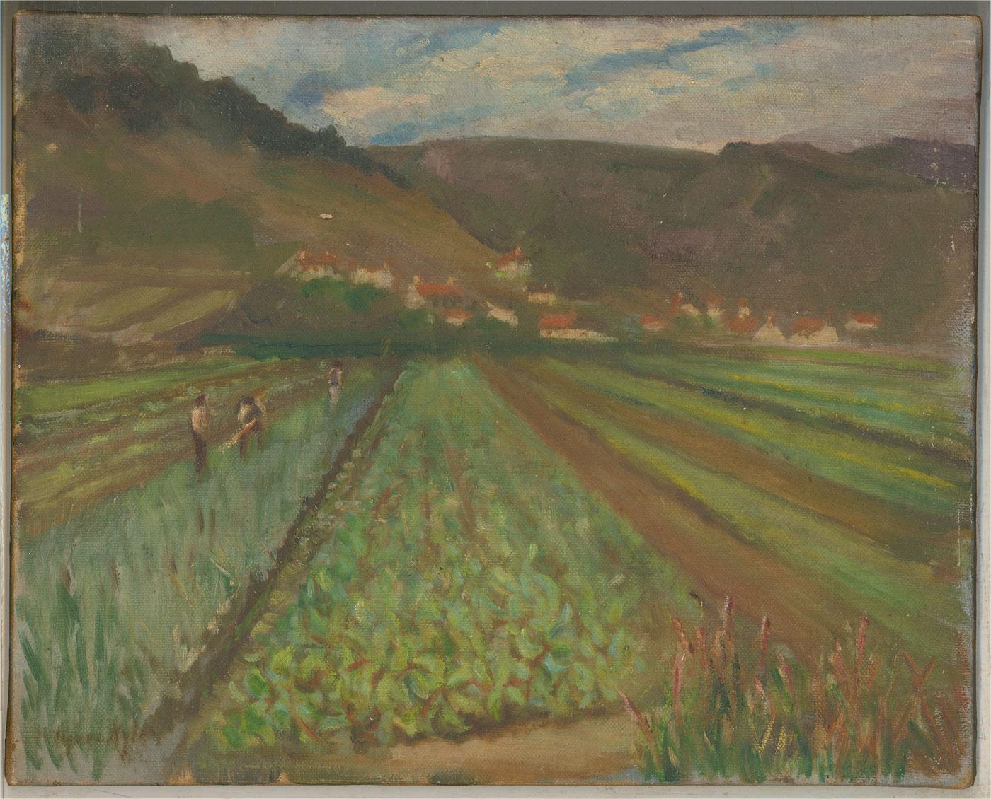 Agnes Kyle - Early 20th Century Oil, Harvest Scene For Sale 1