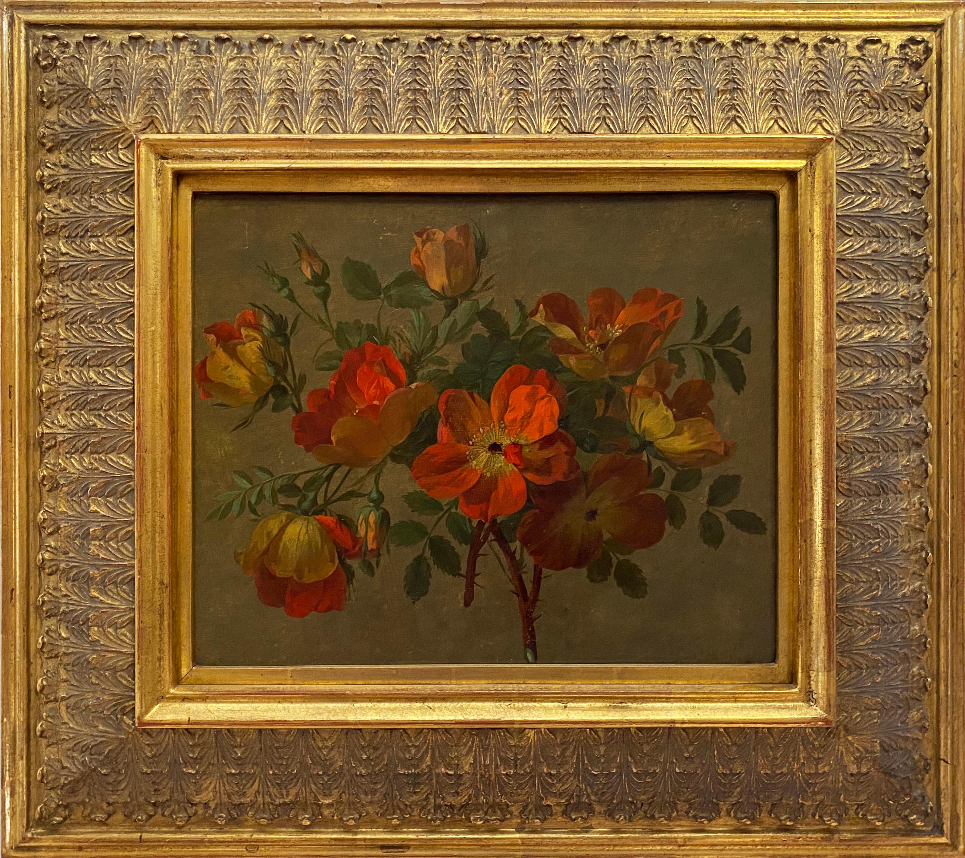 Roses,  Historic Botanical  - Painting by Agnes Louis Guillame Lesourd-Beauregard