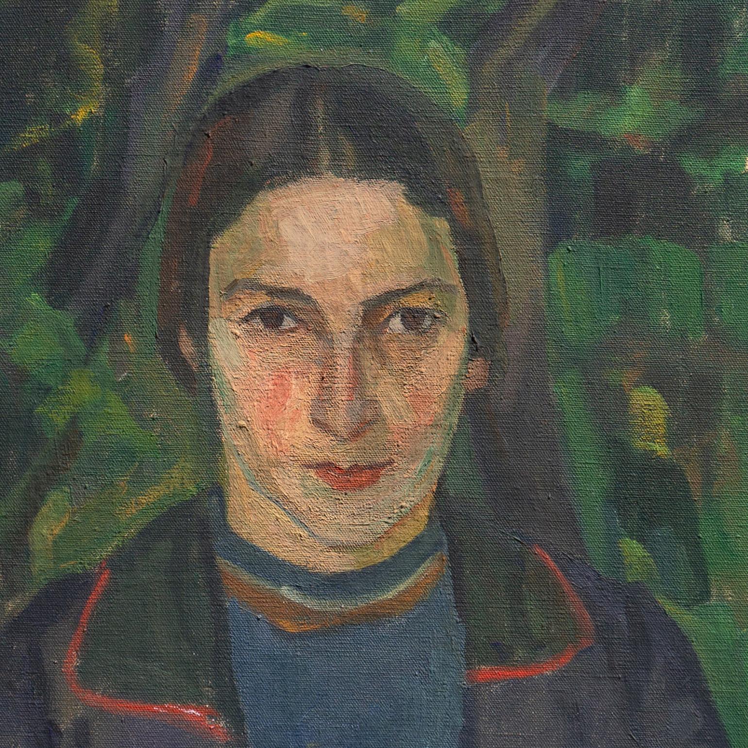 'Portrait of a Young Woman', Bretonne, Brittany, France, Danish Royal Academy - Painting by Agnes Louise Agnete Jensen 