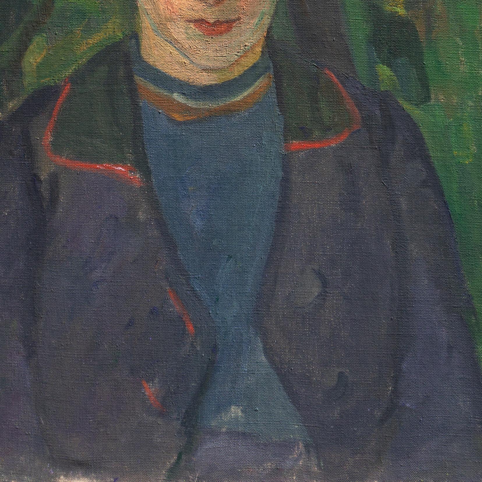 Ritratto di una giovane donna, Bretonne, Bretagna, Francia, Accademia Reale Danese - Painting Moderno di Agnes Louise Agnete Jensen 