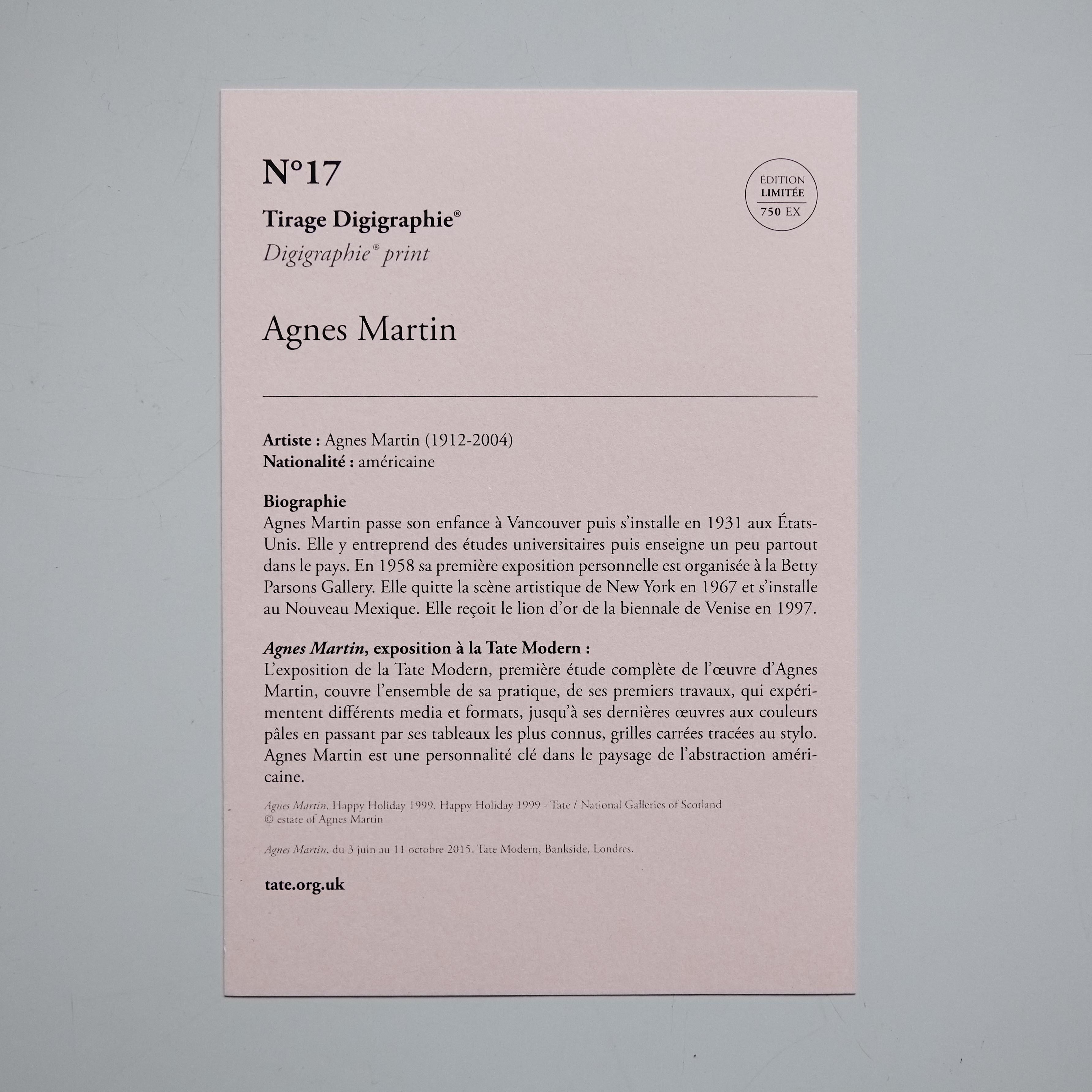 Paper Agnes Martin 'Happy Holiday' Digigraphie Nº17 Limited Edition, in, 2015