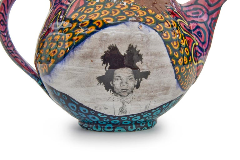 Agnes Martin/Jean-Michel Basquiat Teapot in Glazed Ceramic by Roberto Lugo In New Condition In Philadelphia, PA