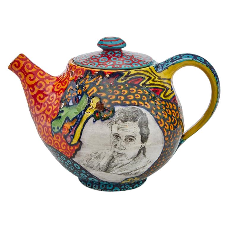 Agnes Martin/Jean-Michel Basquiat Teapot in Glazed Ceramic by Roberto Lugo