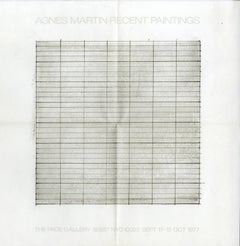 Vintage Agnes Martin Recent Paintings Limited Edition 1977 PACE Gallery invite on vellum