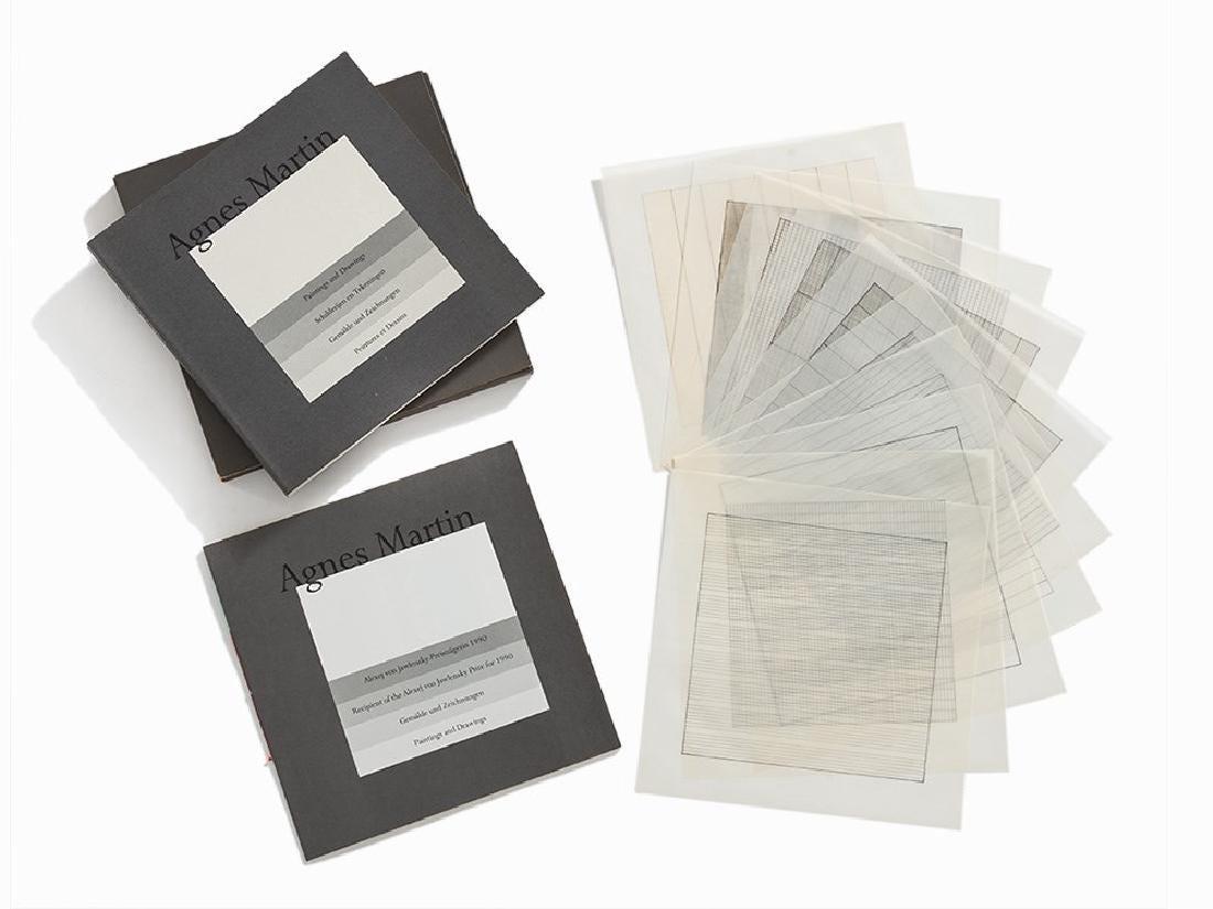 Paintings and Drawings: Suite of 10 Separate (Individual) lithographs on vellum  - Gray Abstract Print by Agnes Martin
