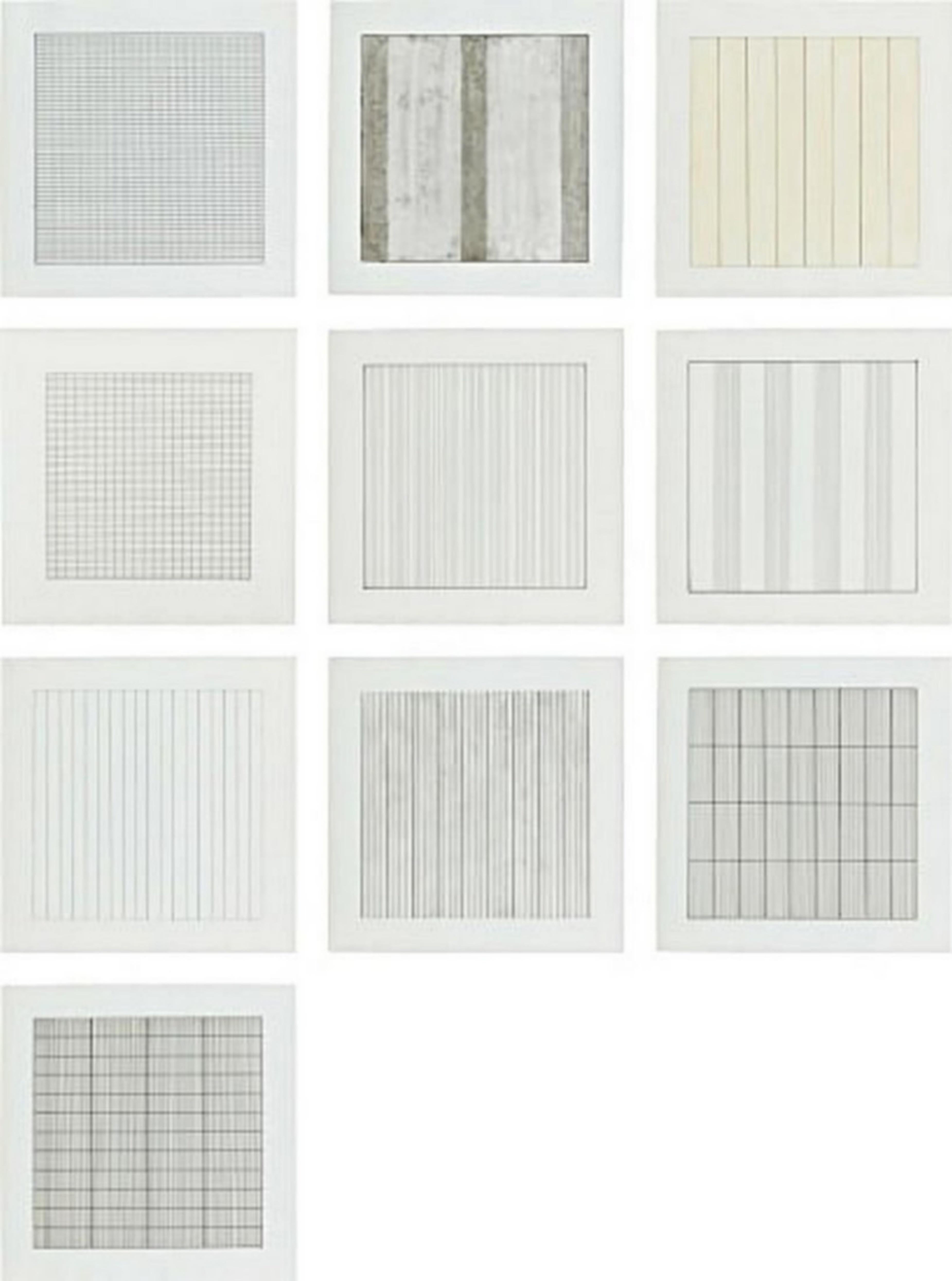 Paintings and Drawings: Suite of 10 Separate (Individual) lithographs on vellum  - Print by Agnes Martin