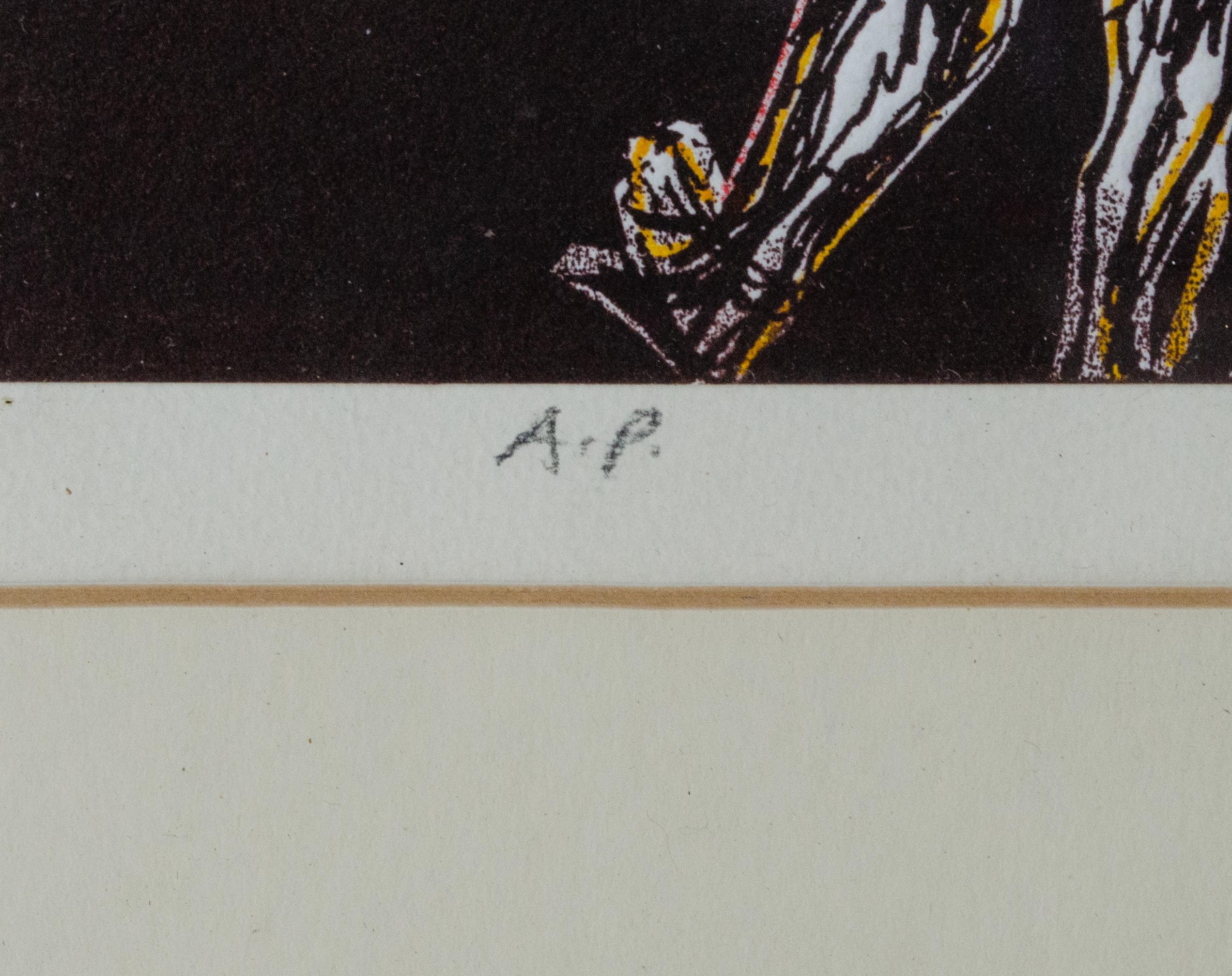 Handkolorierte Radierung der WPA-Künstlerin Agnes Mills, 1982, einzigartig im Angebot 3