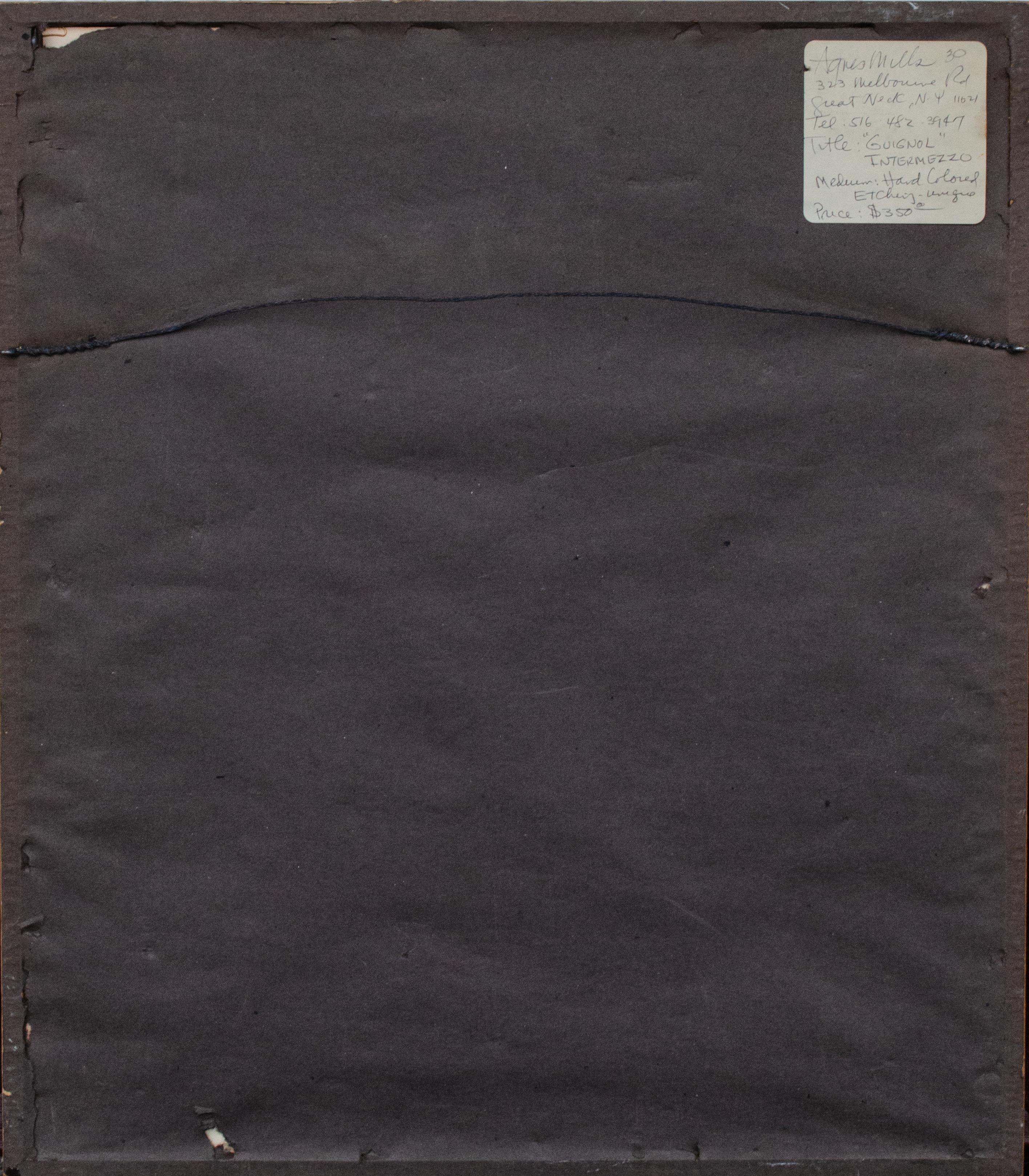 Grabado coloreado a mano por la artista de la WPA Agnes Mills, 1982, Único en venta 5