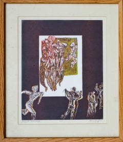 Gravure coloriée à la main par Agnes Mills, artiste du WPA, 1982, unique