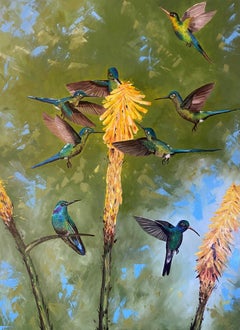 Hummingbirds, Painting, Oil on Canvas