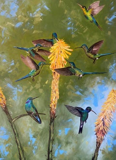 Colibríes, Pintura, Óleo sobre lienzo