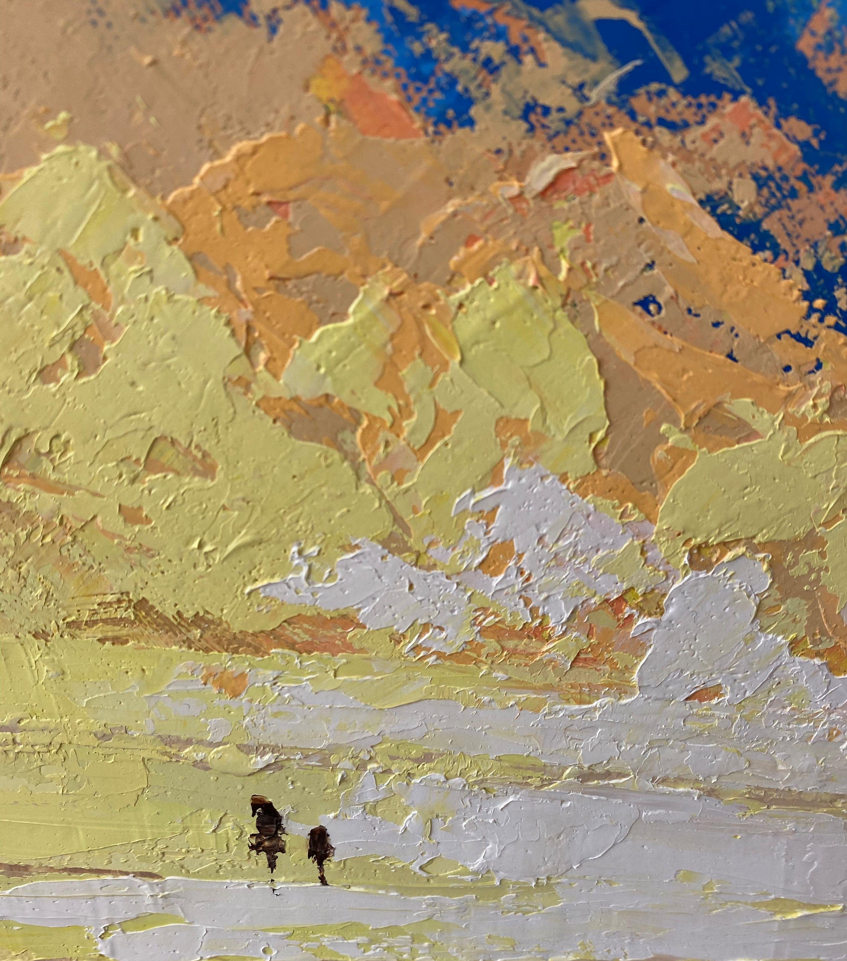 Coucher de soleil sur la plage, peinture, huile sur toile - Painting de Agnes  Nicholson