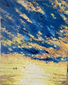 Sunset at the beach, Painting, Oil on Canvas