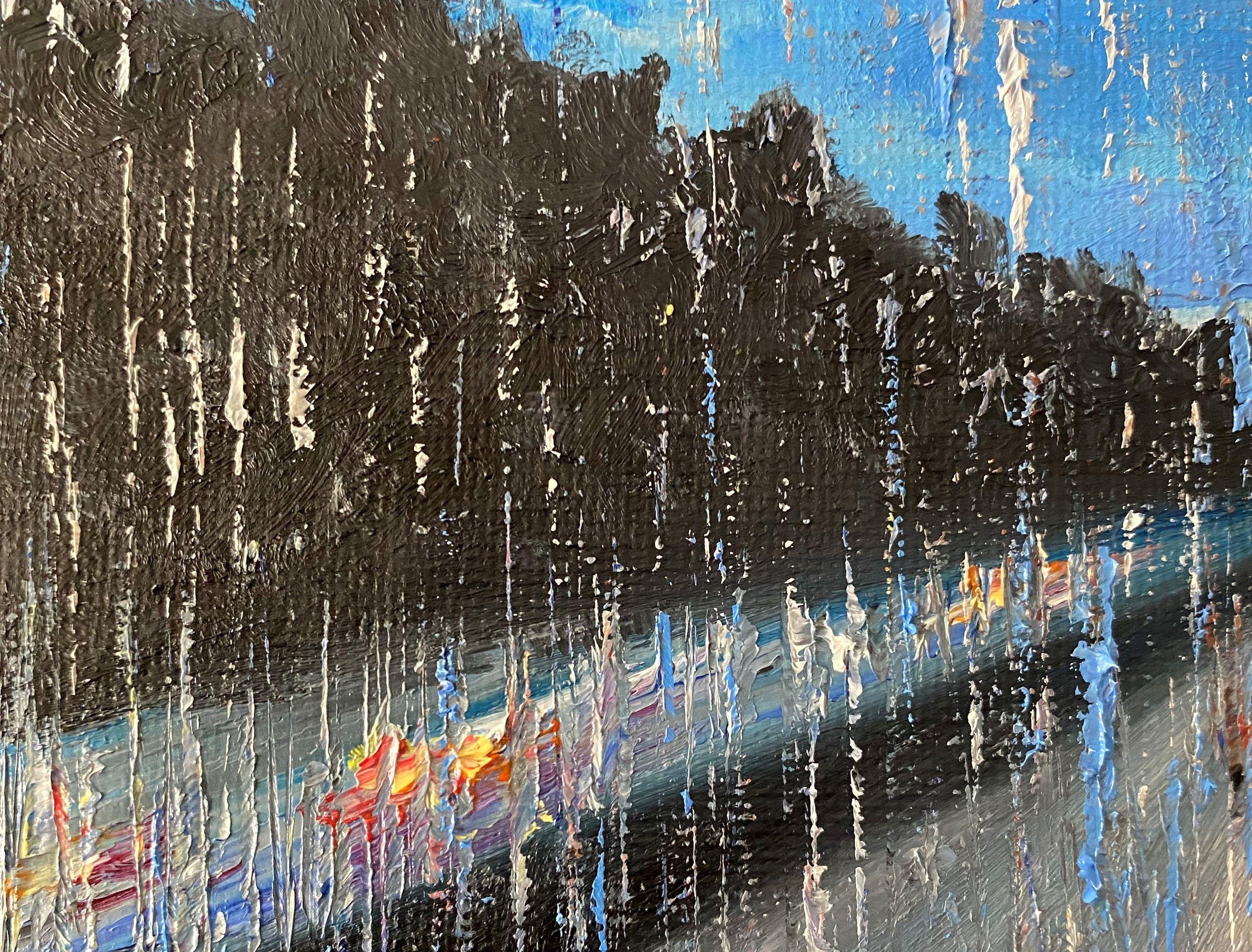 Rainy drive, Painting, Oil on Canvas For Sale 1