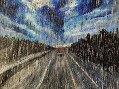 Rainy drive, Painting, Oil on Canvas