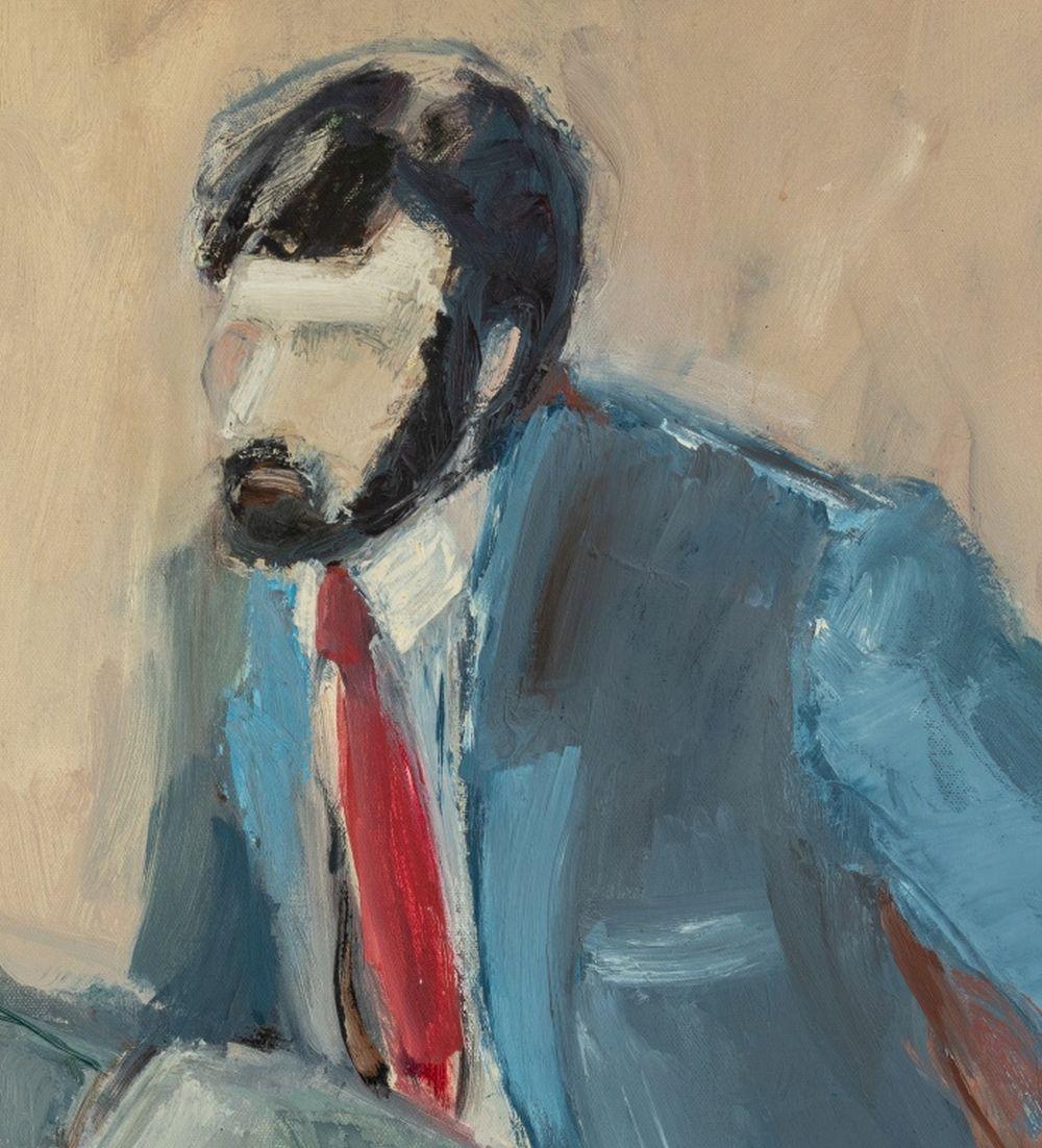 Porträt eines bärtigen Mannes, der einen Martini hält (Impressionismus), Painting, von Agnes Preston-Brame