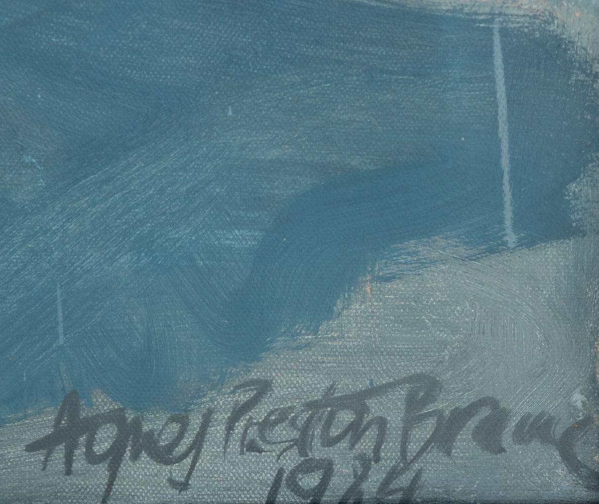 Porträt eines bärtigen Mannes, der einen Martini hält (Grau), Figurative Painting, von Agnes Preston-Brame