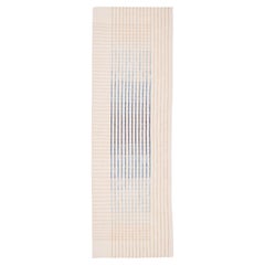 Agnes Runner Ivory and Blue Contemporary Handwoven Wool Rug