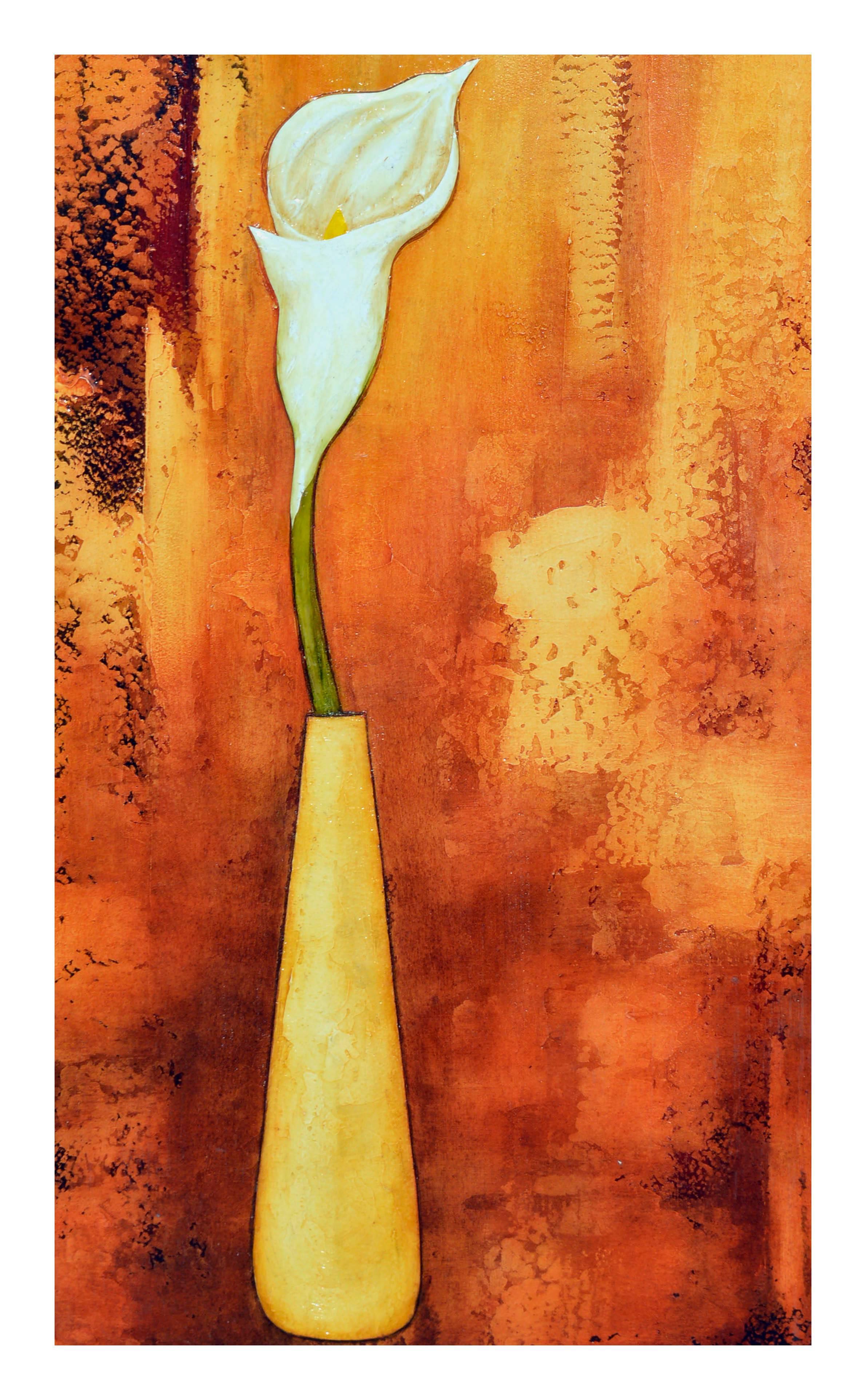 Natura morta di giglio di Calla in fiore, stile Mid Century Modern - Painting American Modern di Agnes Stoklosa