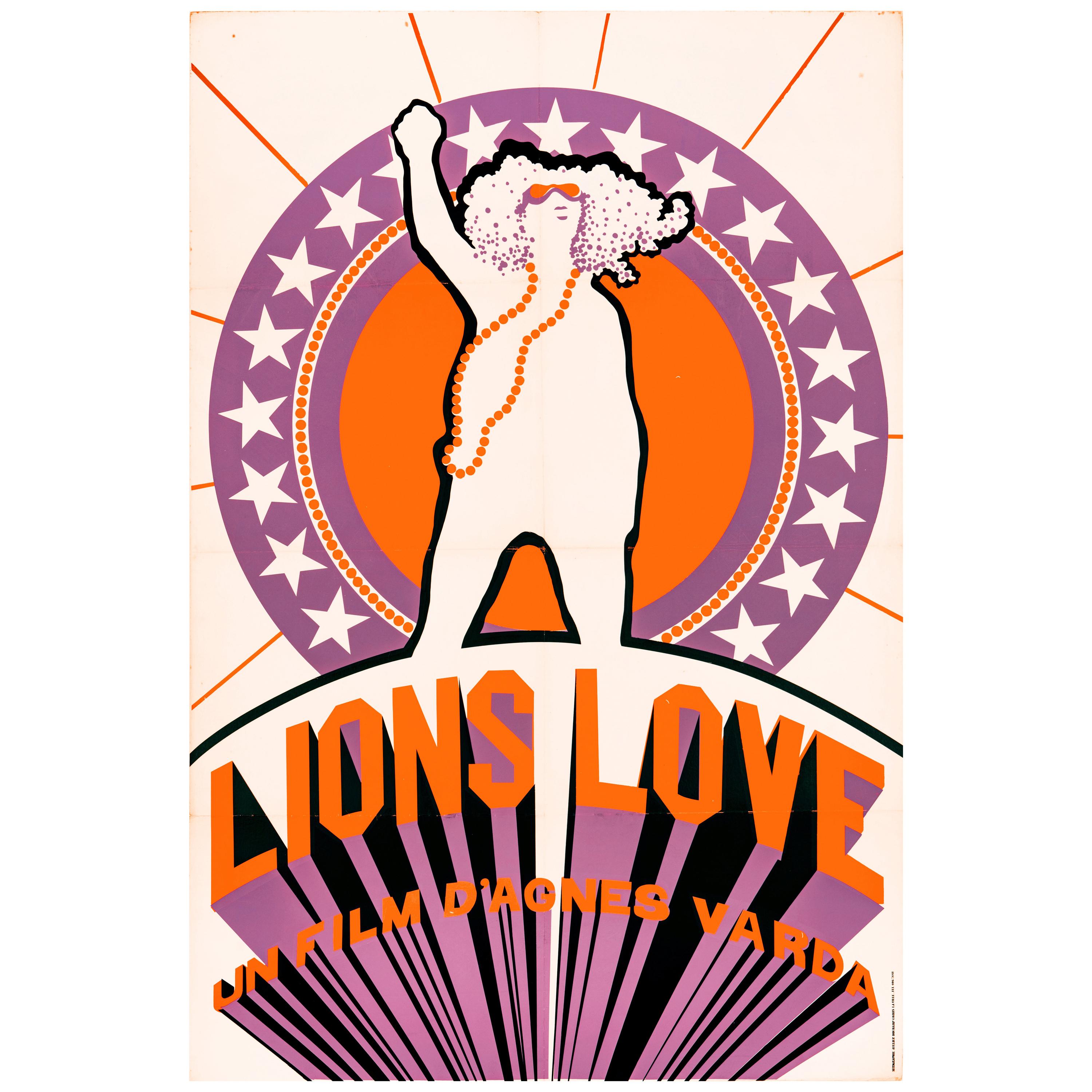 Agnes Varda's 'Lions Love' Original Vintage Movie Poster, French, 1969 For Sale